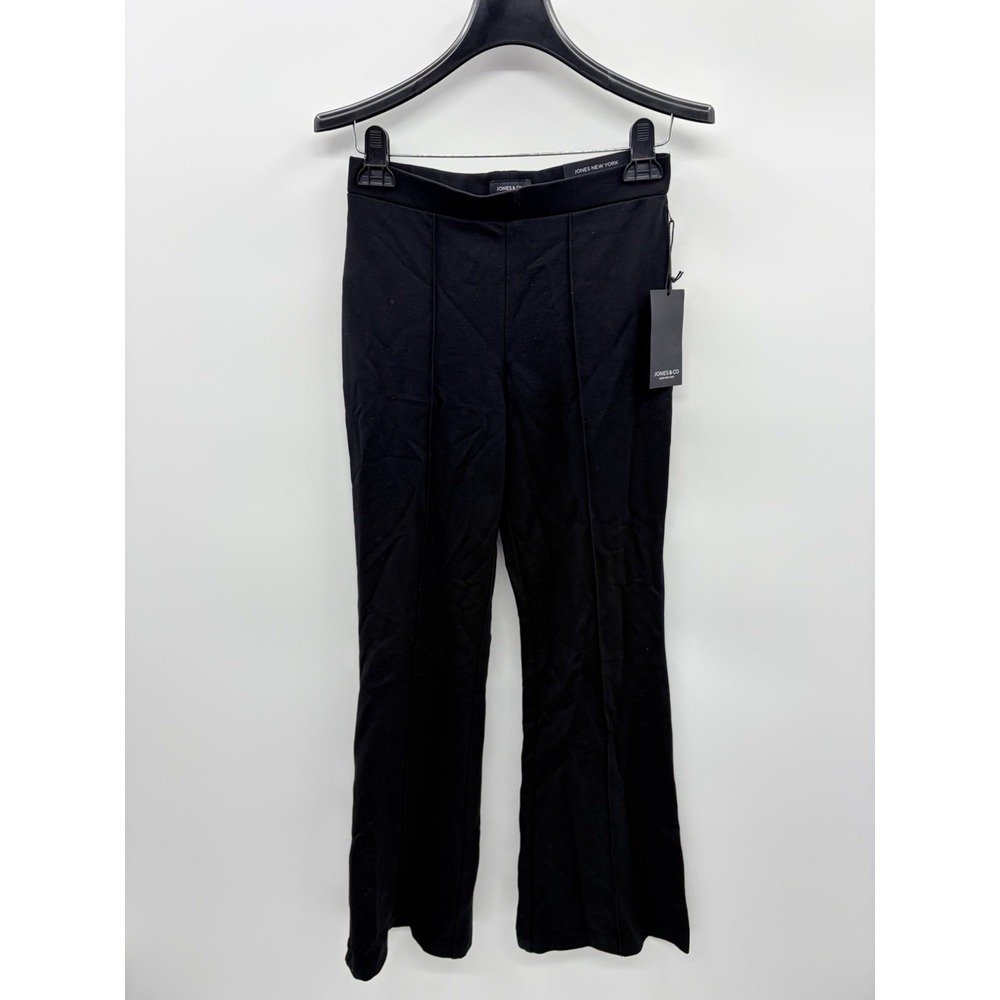 Jones New York Womens Size XS Mid Rise Flare Leg Ponte Knit Pull On Pants Black